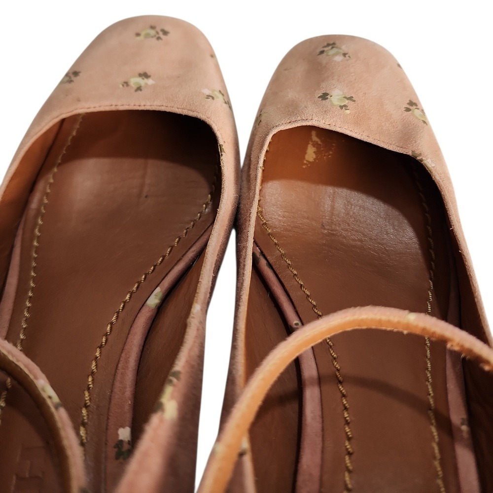 Coach Women's Pink Suede Mary Jane prairie print Ankle Strap Shoes sz 8 feminine - Picture 6 of 9